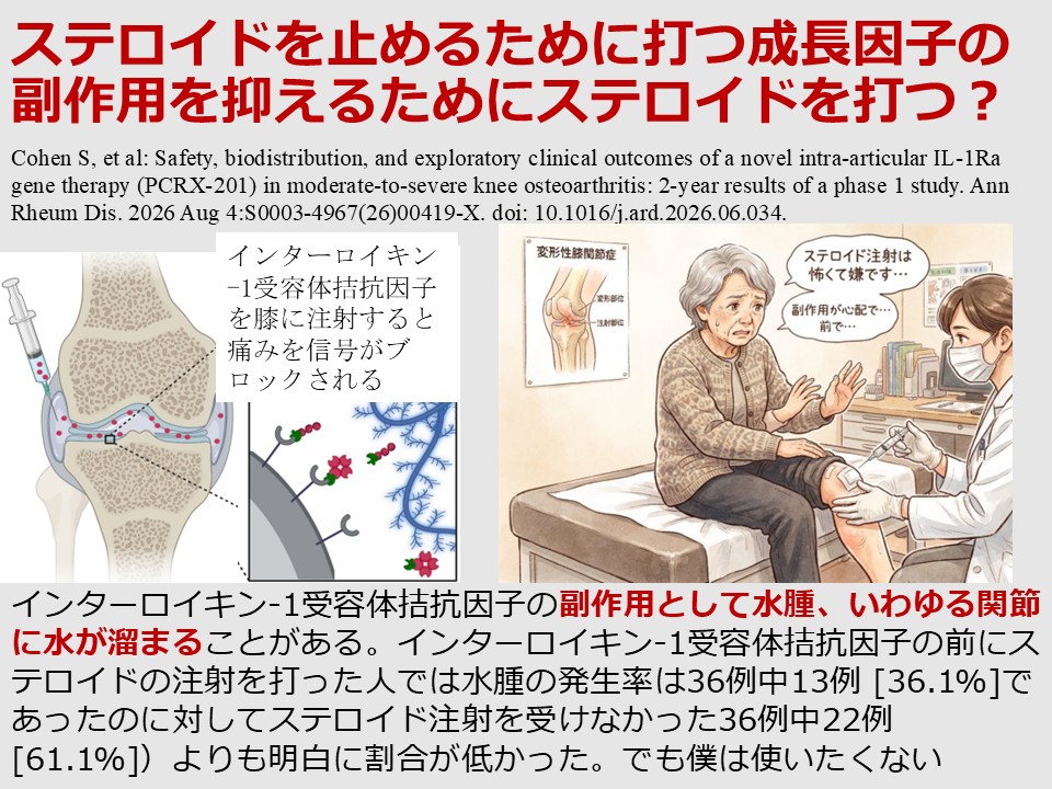 ステロイドを止めるために打つ成長因子の副作用を抑えるためにステロイドを打つ？